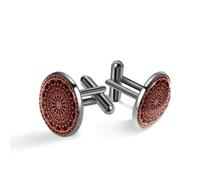 Gemelli da uomo, gemelli astratti marroni con illustrazione floreale mandala, gemelli classici neri per camicia, matrimonio, lavoro, compleanno, gioielli regalo