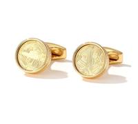 Gemelli da uomo, gemelli rotondi a forma di oro, regalo di affari di nozze dell'acciaio inossidabile per le camicie degli uomini, regali per i mariti ed i padri, oro
