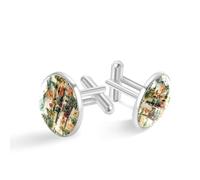 Gemelli da uomo in acciaio inox, con stampa a treno, stile retrò, per camicia, gioielli, regali di nozze, 20mm x 20mm x 19mm, Acciaio inossidabile, Senza gemme