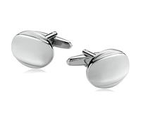 Gemelli da uomo, in acciaio inox, ovali, per smoking, abiti, camicie, accessori per gioielli, argento/oro, per matrimoni, 1.9 x 1.5 cm, Nessuna pietra preziosa