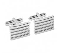 Gemelli da uomo in argento, classici gemelli rettangolari in metallo a righe, per matrimoni, regali per padre, marito, fidanzato, sposo, lavoro, matrimonio, uso quotidiano H21-XTHWXK