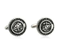 Gemelli da uomo in argento, gemelli per camicia retrò con motivo rotondo in acciaio inox, accessori per smoking, gioielli per matrimonio, 1.8 x 1.8 cm, Nessuna pietra preziosa