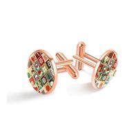 Gemelli da uomo in oro rosa, gemelli per gioielli, camicia da abito, matrimonio d'affari con confezione regalo -Calendario con motivi natalizi