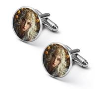 Gemelli da uomo ispirati alla mitologia della dea lunare Selene, gemelli alla moda per camicie eleganti, accessori per il lavoro e i matrimoni.