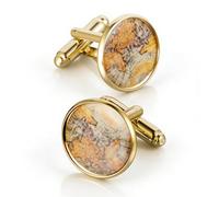 Gemelli da Uomo,Men's Cufflinks,In Ottone,Stile Mappa Vintage,Ideali Per Matrimoni, Eventi Aziendali e la Festa Del Papà,Dorati