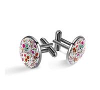 Gemelli da uomo, motivo floreale con teschi di zucchero del giorno dei morti, gemelli classici neri per camicia, matrimonio, lavoro, compleanno, gioielli regalo