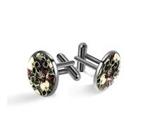 Gemelli da uomo, motivo teschi del giorno dei morti con rose rosse, gemelli classici neri per camicia, matrimonio, lavoro, compleanno, gioielli regalo