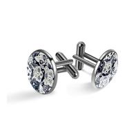 Gemelli da uomo, motivo: teschio di volpe e zucchero del giorno dei morti, con motivo floreale, gemelli classici neri per camicia, matrimonio, lavoro, compleanno, gioielli regalo