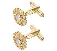 Gemelli da Uomo Oro con Cristalli Floreali Vintage Barocchi | Camicia Elegante e Abito Maschile, Stile Classico Decorativo, Adatti a Matrimonio e Anniversario