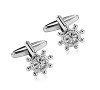 Gemelli da uomo per camicia da uomo, gemelli argentati per adolescenti, in acciaio inossidabile, timone, regalo di nozze per sposo, 1,3 x 1,3 cm
