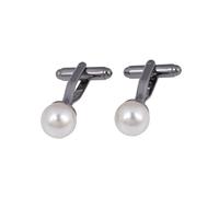 Gemelli da uomo per smoking, gemelli con perle di forma rotonda, gioielli per camicia con confezione regalo, 10x10MM, Perla