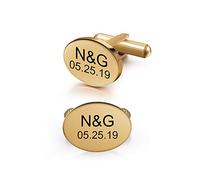 Gemelli da Uomo Personalizzati con Incisione Personalizzata di Nome e Data 1 Paio di Gemelli da Uomo Regalo per San Valentino Anniversario Festa del Papà (Oro 1)