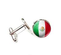 Gemelli da uomo, regalo aziendale Mexico World Cup Flag Pattern Gemelli da uomo, gemelli per camicia da smoking, gemelli classici per testimoni dello sposo, gemelli da matrimonio per padre, marito