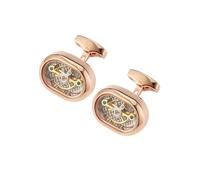 Gemelli da uomo Steampunk Tourbillon, design con ingranaggi in acciaio inossidabile, accessori in stile meccanico,Oro rosa,Taglia unica