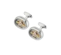 Gemelli da uomo Steampunk Tourbillon, design con ingranaggi in acciaio inossidabile, accessori in stile meccanico,Placcato in rodio imitazione,Taglia unica