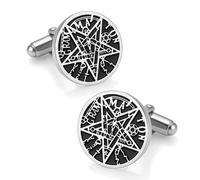 Gemelli del pentagramma di Tetragrammaton per Uomini Antico ebraico Nome esoterico di Dio Gemelli pentacolo Amuleto di protezione della benedizione Pagan Wicca Gioielli (Argento)