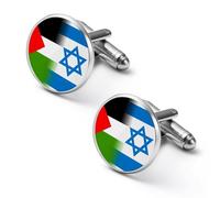 Gemelli divertenti con stampa della bandiera Palestina-Israele per uomo e donna | Accessori per camicia per lavoro e matrimonio, 2 pezzi