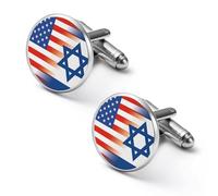 Gemelli divertenti con stampa della bandiera USA-Israele per uomo e donna | Accessori per camicia per lavoro e matrimonio, 2 pezzi