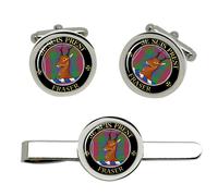 Gemelli E Clip Per Cravatta Scozzesi Fraser of Lovat Scottish Clan Set