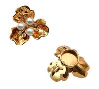 Gemelli eleganti con perle floreali a tre petali da 2 pezzi con accenti di strass - Installazione perfetta for camicie e abiti