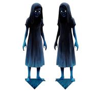Gemelli Fantasma Infestati da Giardino | Cartello Metallo Gemelli per Giardino 2 Pezzi,Decorazioni Horror Da Inserimento Nel Terreno Per Halloween Per Portico Patio