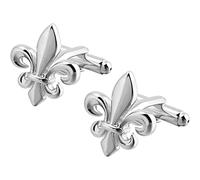 Gemelli Fiore di Giglio | Regalo Camicia da sposa per uomo | Accessori Uomo Design | Manica Moschettiera di lusso argento, mm, acciaio inossidabile