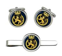 Gemelli HMS Lion e Fermacravatta Royal Navy Argento Metallo Resina Set
