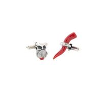 Gemelli in argento 925 con gufetto e cornetto in corallo rosso del Mediterraneo amuleto portafortuna gioiello uomo elegante di altissima qualità Made in Italy