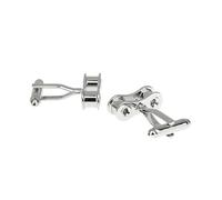 Gemelli in argento per uomo, kit di gemelli meccanici con catena per abito smoking, camicia, accessori, gioielli con scatola, 2 x 0.8 cm, Nessuna pietra preziosa