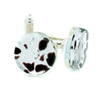 Gemelli In Vetro Di Murano Circolari Argento Nero Viola Venezia Matrimonio