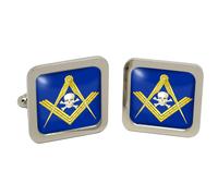 Gemelli Masonic Skull Square In Scatola Di Cromo