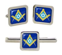 Gemelli Masonic Stella Di David Square E Fermacravatta Set