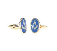Gemelli ovali blu e oro massonici artigianali