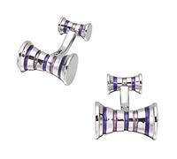 Gemelli per camicia da uomo alla moda Gemelli per uomo a righe viola Gemelli per uomo in acciaio inossidabile francese con maniche Bottoni per manica per la festa di nozze Regalo di Natale x 1 paio Fa