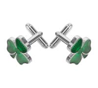 Gemelli per Camicia Trifoglio Verde in Lega, Set Elegante Uomo | Finitura Liscia e Lavorazione Protettiva, Facile da Indossare, per Feste