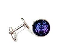 Gemelli per polsini camicia, Adorabile Granchio Universo Tecnologico Cyber Neon, Dodici Segni Zodiacali Del Cancro, Fibbia Per Polsino, Accessorio Per Camicia Regalo Per Contabile Capo Affari Matr
