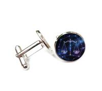 Gemelli per polsini camicia, Bilancia A Forma Di Cielo Stellato, Mappa Luminosa Con Topologia, Dodici Segni Zodiacali Della Bilancia, Fibbia Per Polsino, Accessorio Per Camicia, Regalo Per Contabile,
