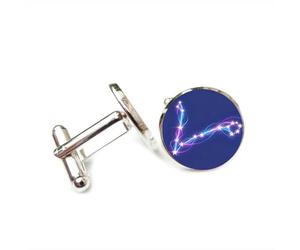 Gemelli per polsini camicia, Carta Astrale Della Letteratura Dei Pesci, Regalo Per Amici Cyber Neon Luck, Dodici Segni Zodiacali Dei Pesci, Fibbia Per Polsino Personalizzata, Accessorio Per Camici