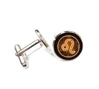 Gemelli per polsini camicia, Circuito Stampato Con Chip Totem A Strisce Arancioni Con Simbolo Del Leone, Dodici Segni Zodiacali Del Leone, Fibbia Personalizzata Per Polsino, Accessorio Per Camicia, Re