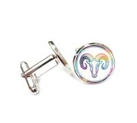 Gemelli per polsini camicia, Design Con Testa Di Capra, Effetto Digitale, Segni Zodiacali Dell'Ariete, Fibbia Per Polsino, Accessorio Scintillante Per Camicia, Regalo Per Contabile, Capo, Affari, Matr