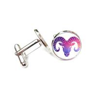 Gemelli per polsini camicia, Fantastico Effetto Artistico Digitale Con Testa Di Capra, Dodici Segni Zodiacali Dell'Ariete, Fibbia Per Polsino, Accessorio Scintillante Per Camicia, Regalo Per Contabile