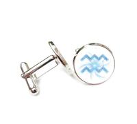 Gemelli per polsini camicia, Flusso Di Particelle Dinamico Di Stelle Cadenti, Dodici Segni Zodiacali Dell'Acquario, Fibbia Personalizzata Per Polsino, Accessorio Per Camicia, Regalo Per Contabile, Cap