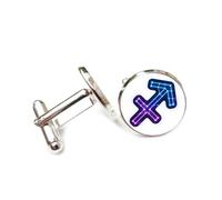 Gemelli per polsini camicia, Freccia Stella Linea Spazio Sfondo Cyber Neon, Sagittario Dodici Segni Zodiacali, Fibbia Per Polsino Personalizzata, Accessorio Per Camicia Regalo Per Contabile Capo A