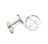 Gemelli per polsini camicia, Fresco Arco Stella Diffrazione Spettrale, Sagittario Dodici Segni Zodiacali, Fibbia Per Polsino Personalizzata, Accessorio Per Camicia Regalo Per Contabile Capo Affari Mat