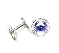 Gemelli per polsini camicia, Granchio Viola Luce Tecnologica Cyber Neon, Dodici Segni Zodiacali Del Cancro, Fibbia Per Polsino, Accessorio Per Camicia Regalo Per Contabile Capo Affari Matrimonio B