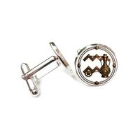 Gemelli per polsini camicia, Ingranaggio Bronzo Corrosione Stile Steampunk, Acquario Dodici Segni Zodiacali, Fibbia Personalizzata Per Polsino, Accessorio Per Camicia Regalo Per Contabile Capo Affari