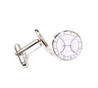 Gemelli per polsini camicia, Linea Bussola Pesci Diffrazione Spettrale Portafortuna Regalo Amico, Pesci Dodici Zodiaco, Fibbia Per Polsino Personalizzata, Accessorio Per Camicia Regalo Per Contabile F