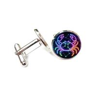 Gemelli per polsini camicia, Linea Di Stelle Di Granchio Colorate, Universo Tecnologico Cyber Neon, Dodici Segni Zodiacali Del Cancro, Fibbia Per Polsino, Accessorio Per Camicia, Regalo Per Contab
