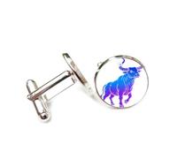 Gemelli per polsini camicia, Moda Fortuna Totem Bovino Linee Gradiente Stile Arte Della Faglia, Toro Dodici Segni Zodiacali, Fibbia Per Bracciale Portafortuna Personalizzata, Accessorio Per Camicia Re