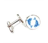 Gemelli per polsini camicia, Pesci Doppio Pesce Nebulosa Intreccio Quantistico Regalo Amico, Pesci Dodici Zodiaco, Fibbia Per Polsino Personalizzata, Accessorio Per Camicia Regalo Per Contabile Fidanz